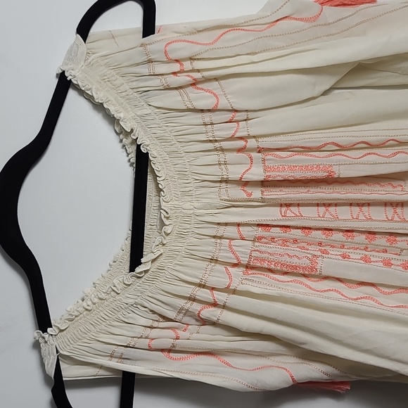 NORTH SHORE Cream Open Shoulder Cover Up with Orange Embroider Size S/M - Picture 6 of 16